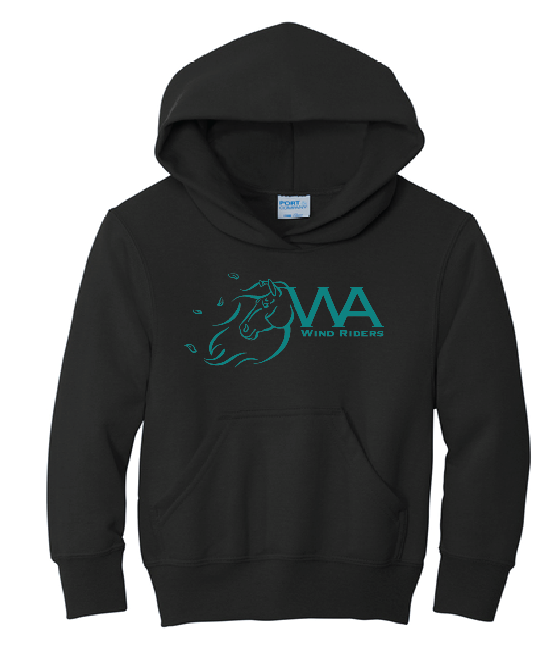 WIND RIDERS YOUTH HOODIE (TEAL LOGO)