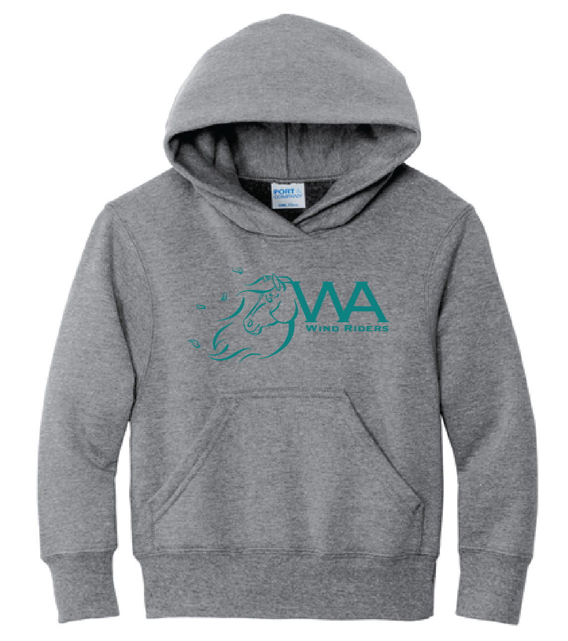 WIND RIDERS YOUTH HOODIE (TEAL LOGO)