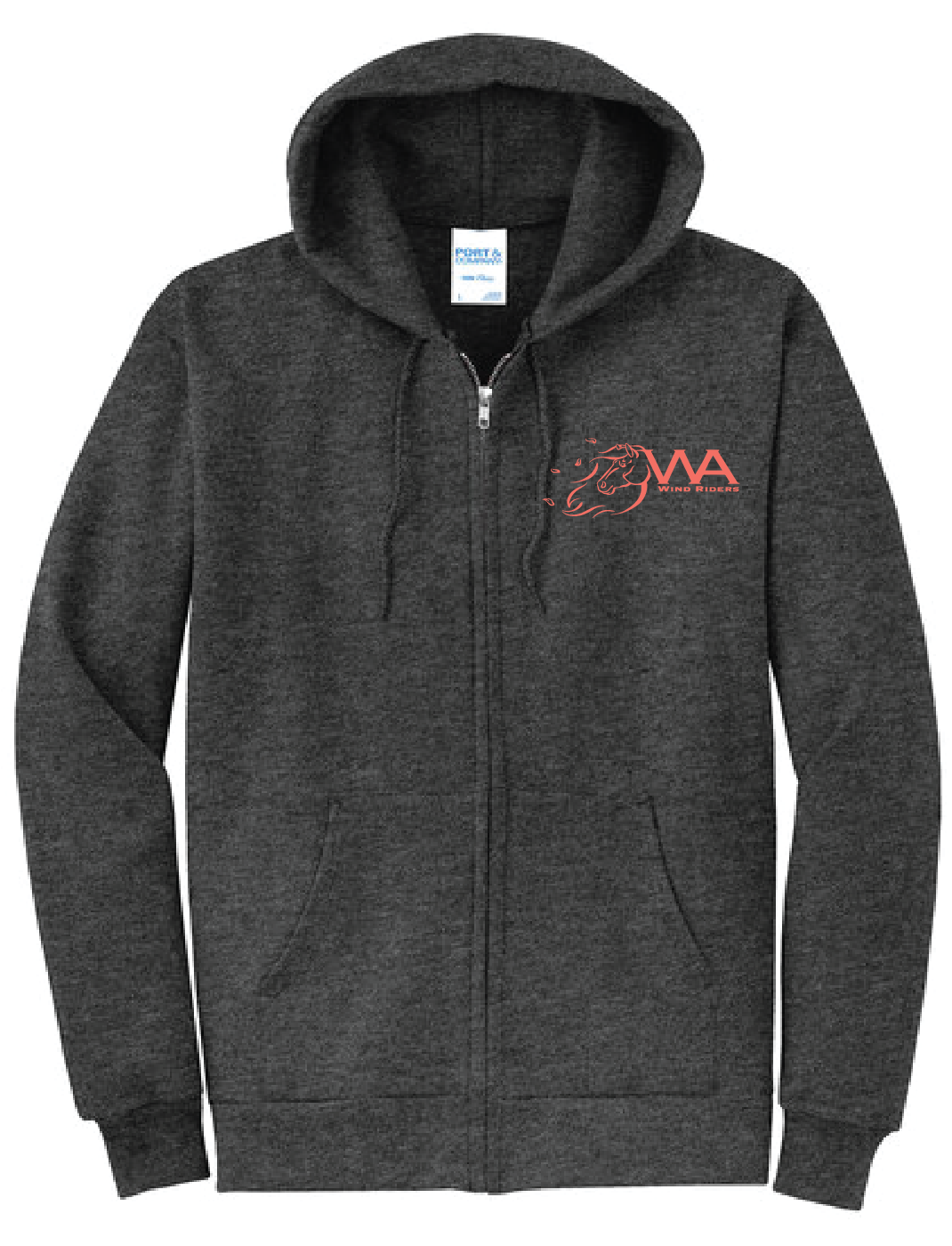 WIND RIDERS 4-H ADULT ZIP UP HOODIE (CORAL LOGO)