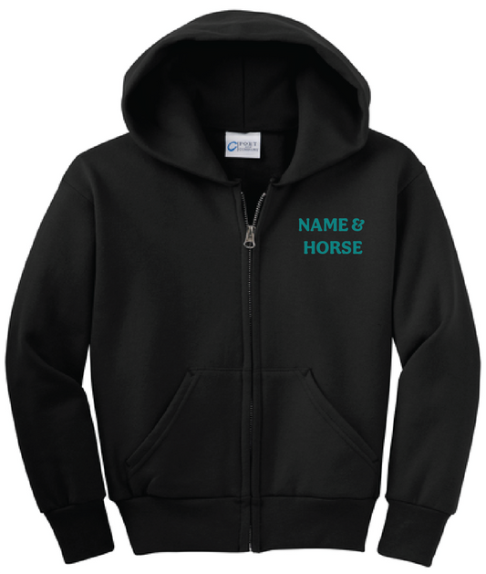 WIND RIDERS YOUTH ZIP UP HOODIE (TEAL LOGO)