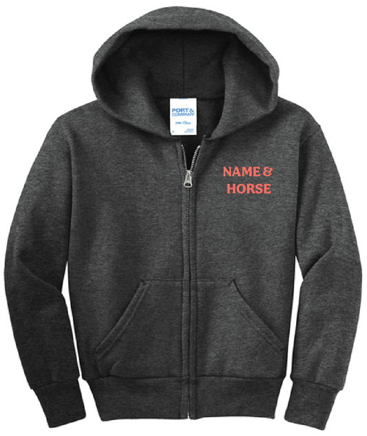 WIND RIDERS YOUTH ZIP UP HOODIE (CORAL LOGO)
